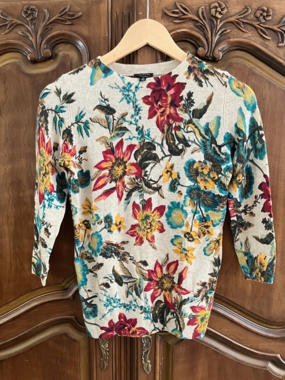 Talbots | Cashmere | Audrey Sweater | Splendid Floral | Oatmeal | XS